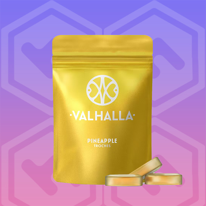 Photograph of product: Valhalla | Pineapple RSO | Soft Lozenges | 100mg | 10 pack