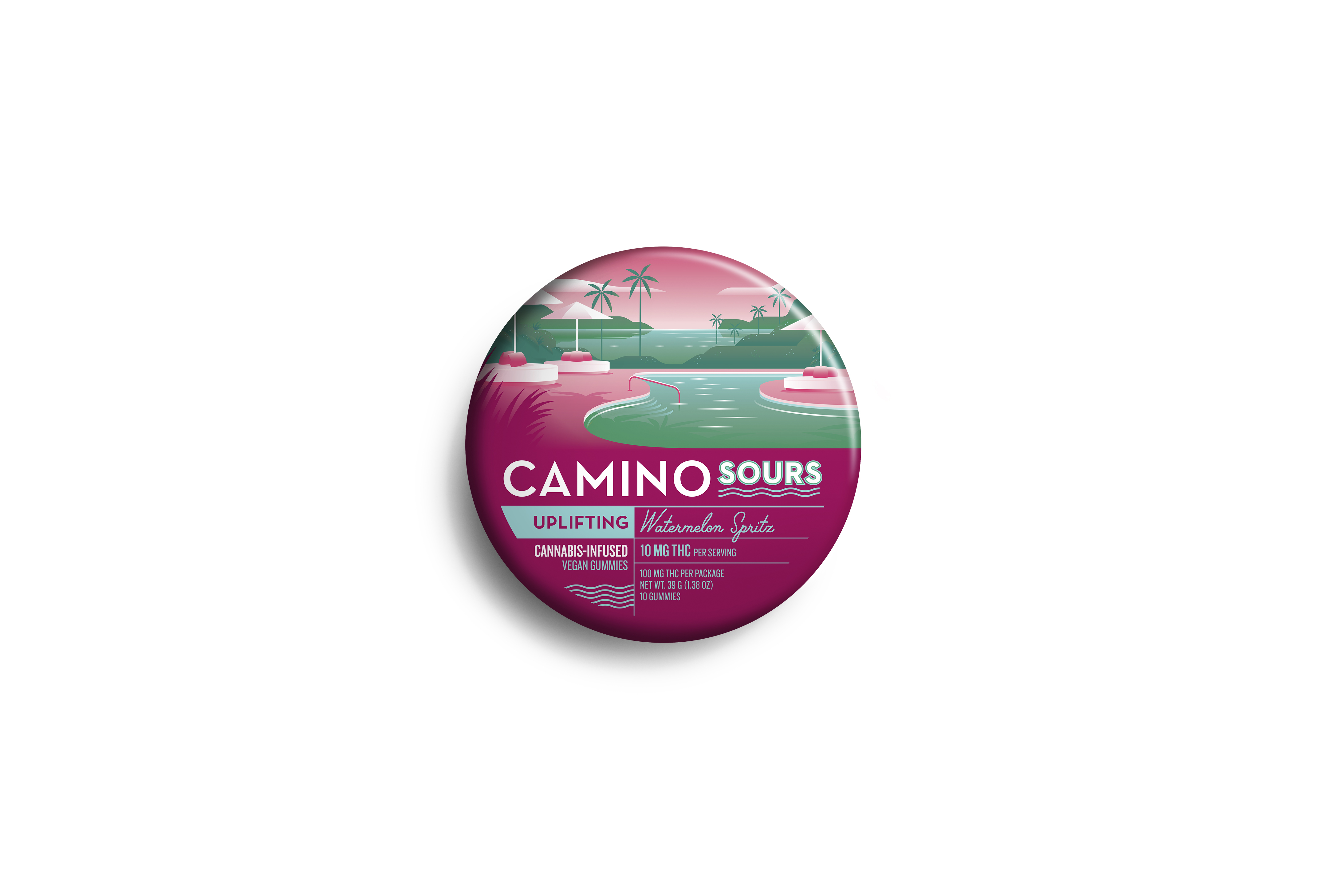 Photograph of product: Edible Gummies | Camino | Watermelon Spritz Sours - 10pk | 100MG