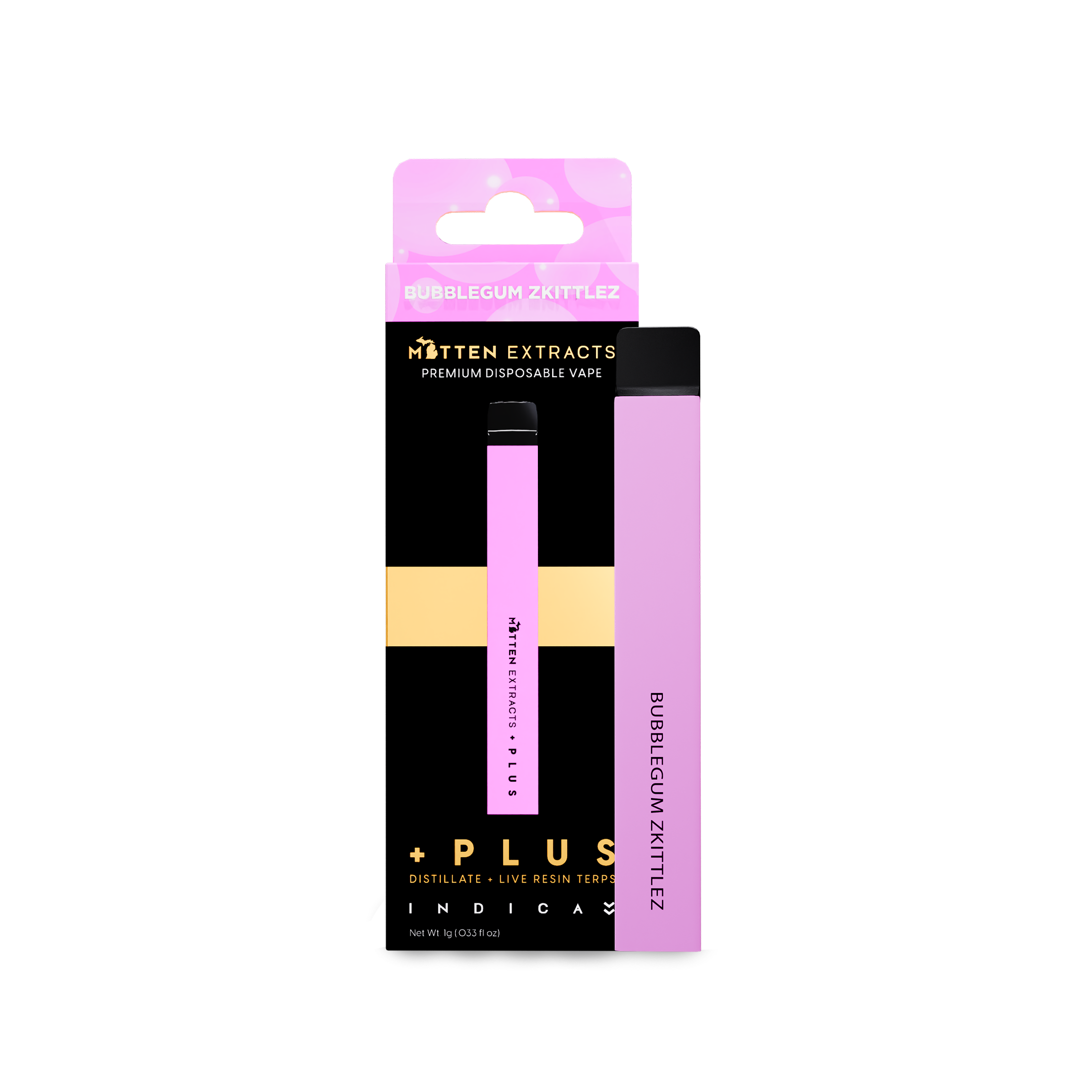 Photograph of product: AU Mitten: Bubblegum Zkittles 1g Disposable (I)
