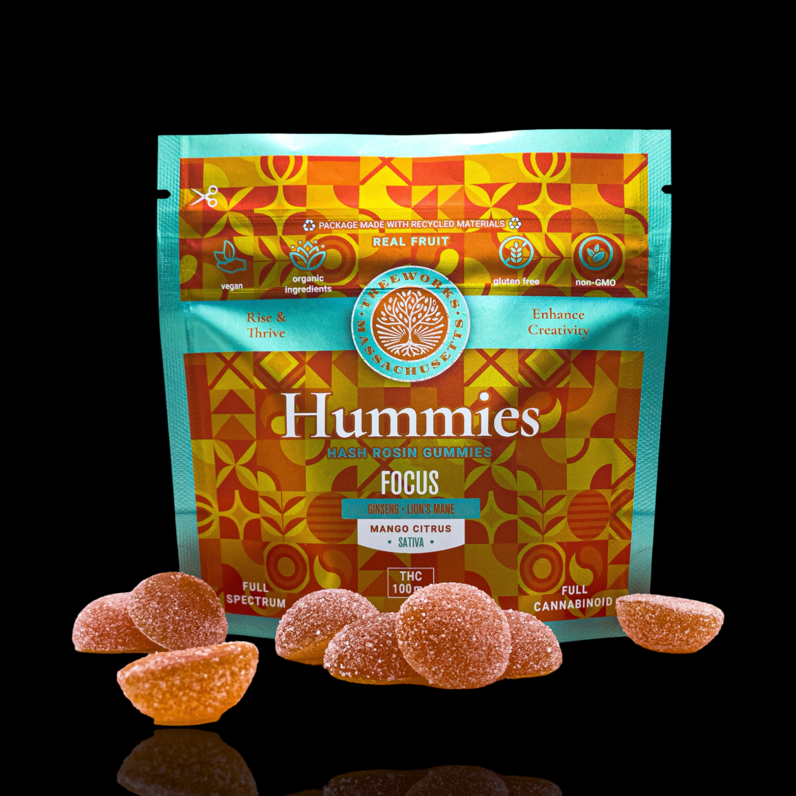 Photograph of product: Mango Citrus "Focus" au chocolat Rosin Hummies 10 Pk by Treeworks