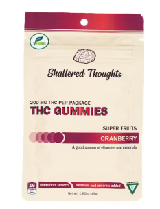 Photograph of product: Shattered Thoughts - 200mg Gummies - Cranberry