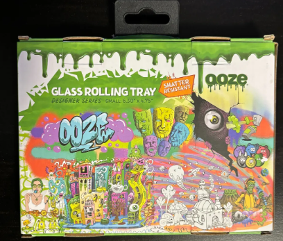 Photograph of product: Ooze   Rolling Tray   Shatter Resistant Glass   Various Designs