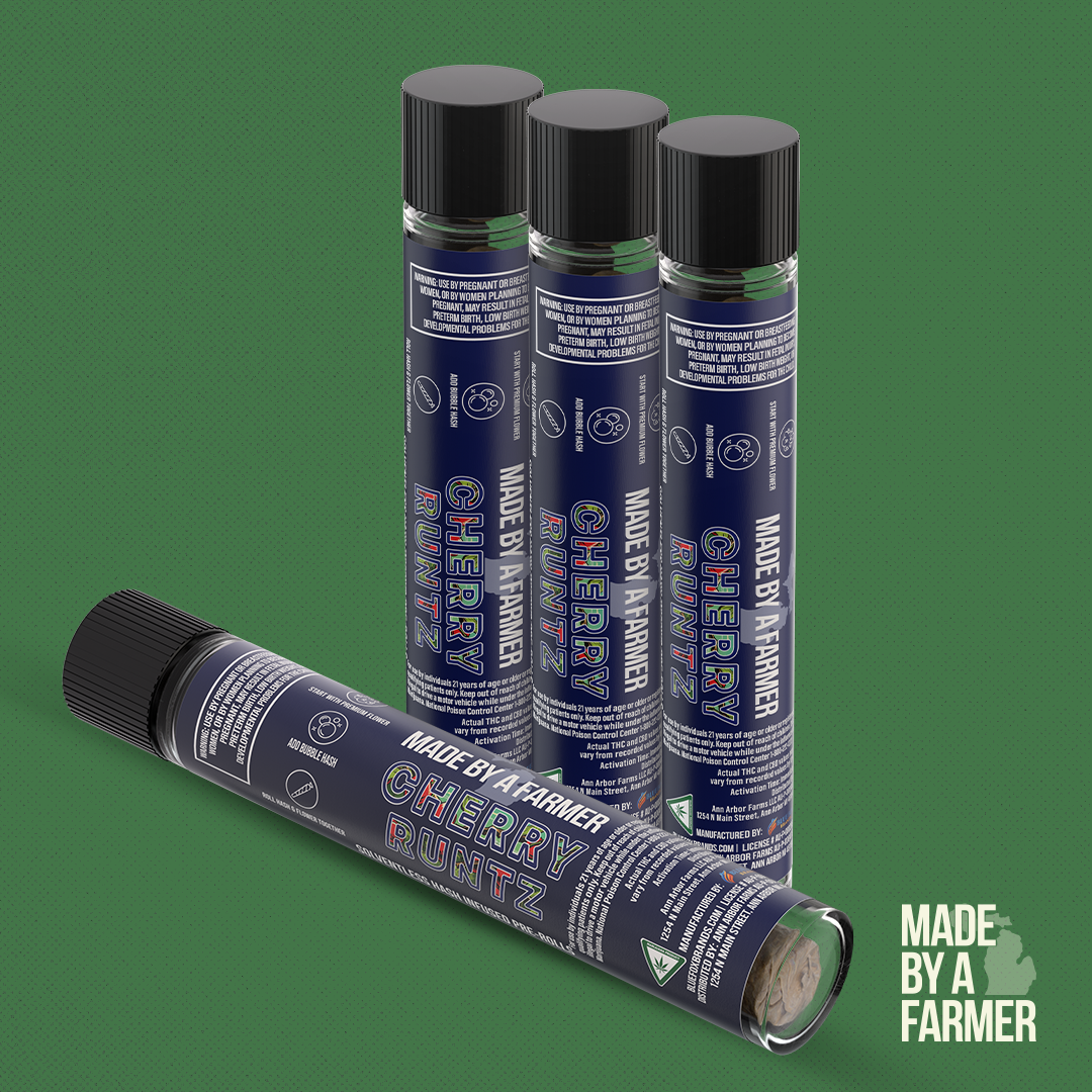 Photograph of Product: Cherry Runtz | 1G Bubble Hash + CBG Infused Preroll