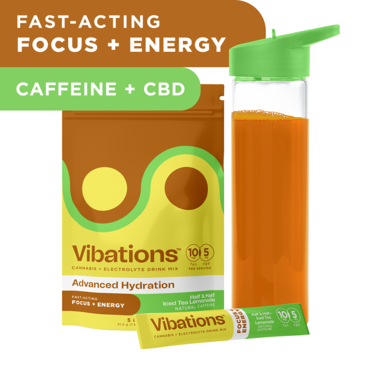 Photograph of product: Vibations | Drink Mix Half and Half Ice Tea Lemonade | 50mg