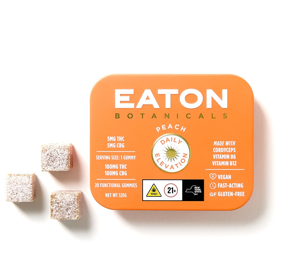 Photograph of Product: Peach "Daily Elevation" | 20 Pack | Gummies | THC: 100mg, CBD: 100mg