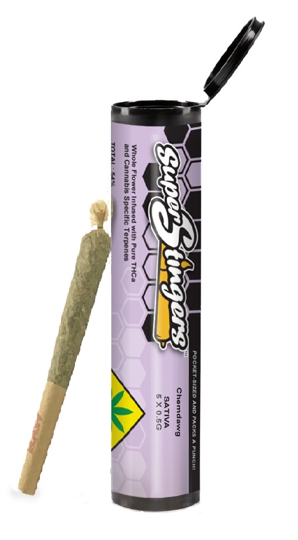 Photograph of product: Super Stingers | Key Lime Diesel | Live Resin & TH-ouiA Infused Pre-rolls | .5g x 2