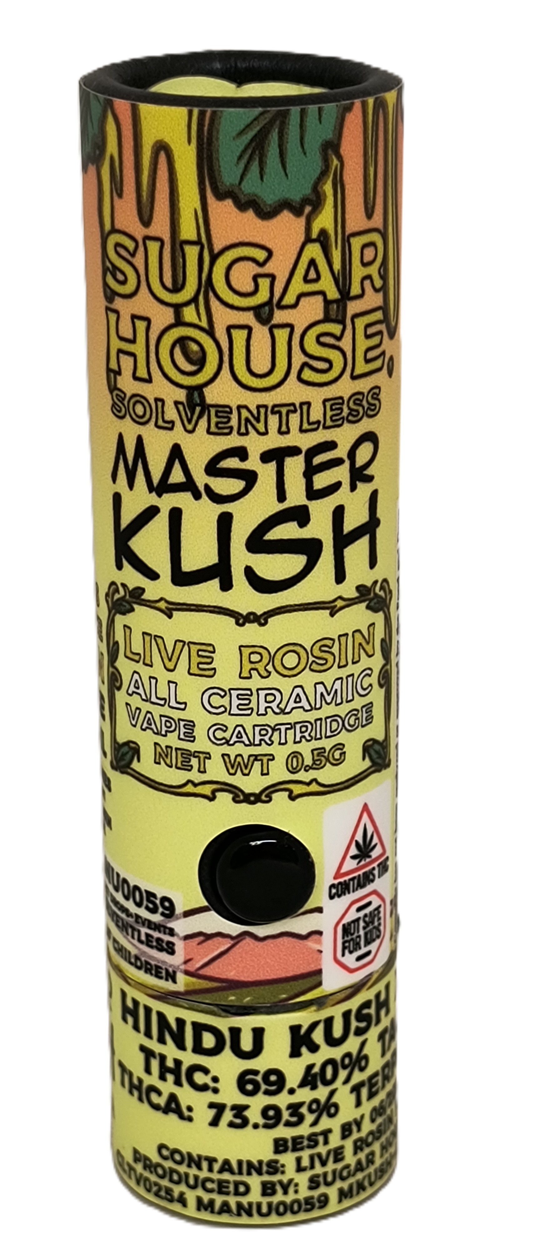 Photograph of product: Master Kush Live au chocolat Rosin Cartridge | Sugar House Solventless