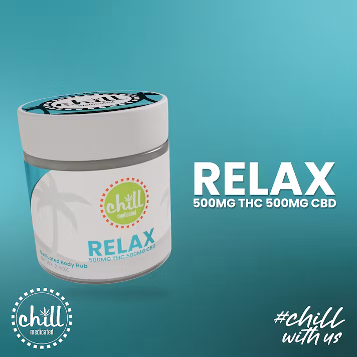 Photograph of product: 500mg TH-oui : 500mg CBD | RELAX Body Rub | Chill Medicated