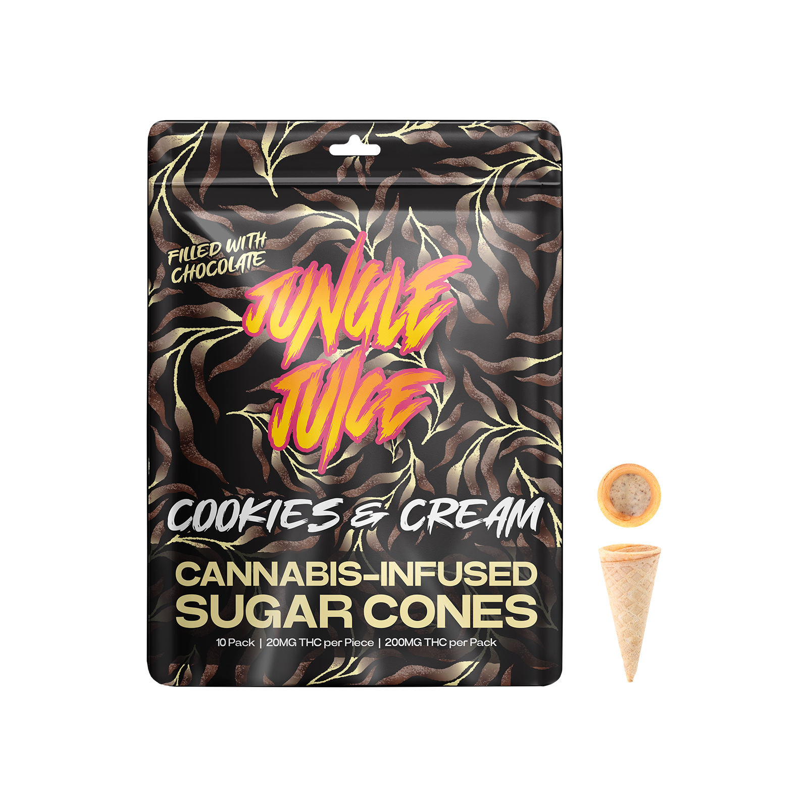 Photograph of product: Jungle Juice - Cookies and Cream Sugar Cone Snacks 200mg