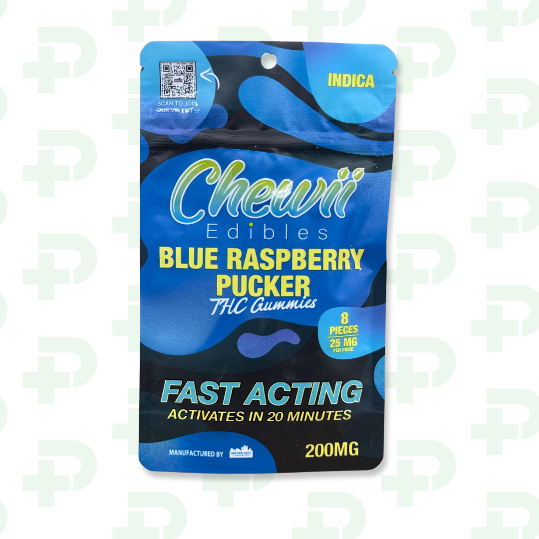 Photograph of product: Chewii 200mg Gummies - Blue Raspberry Pucker