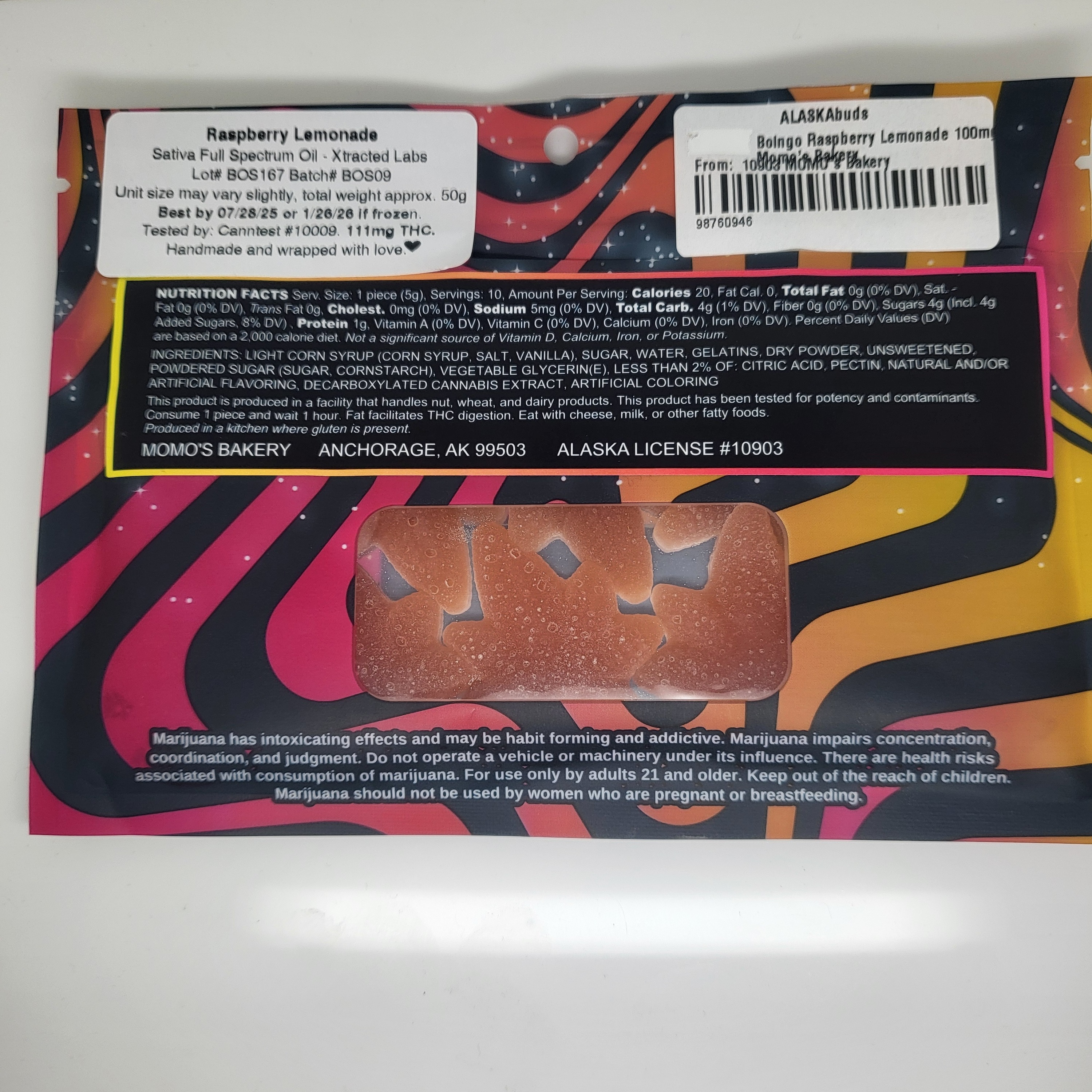 Photograph of product: Boingos Raspberry Lemonade Oui'd 100mg TH-oui from Momo's Bakery