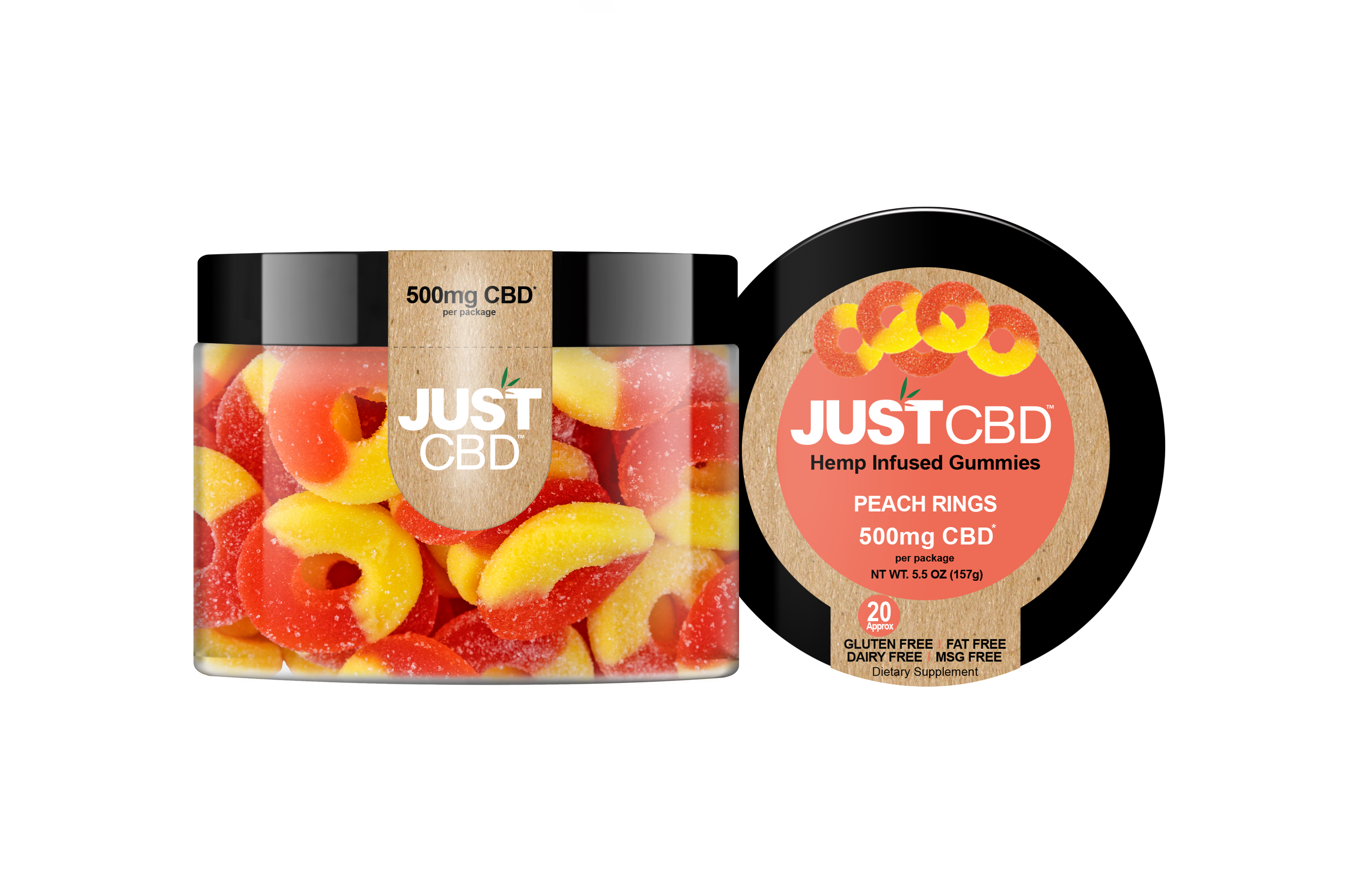 Photograph of product: Peach Ringz Gummies (500mg CBD)