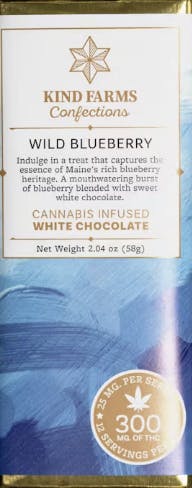 Photograph of product: Kind Farms -  Wild Maine Blueberry Chocolate Bar 200mg
