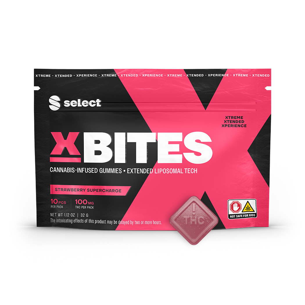 Photograph of product: Select | Strawberry Supercharge | X-Bites | 10pk | 100mg