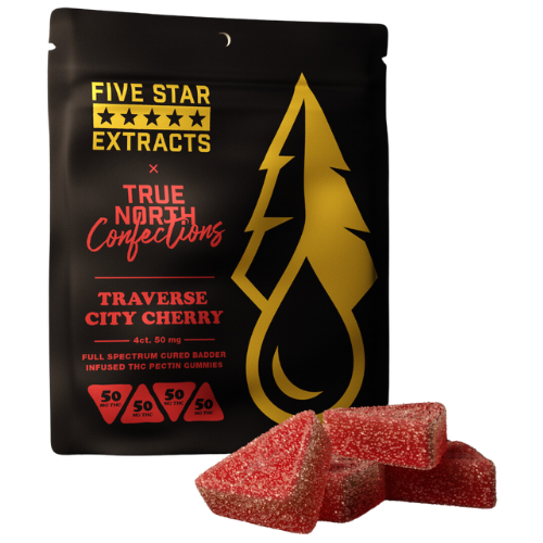 Photograph of product: Five Star Extracts Traverse City Cherry Full Spectrum Vegan Gummies 200mg TH-oui