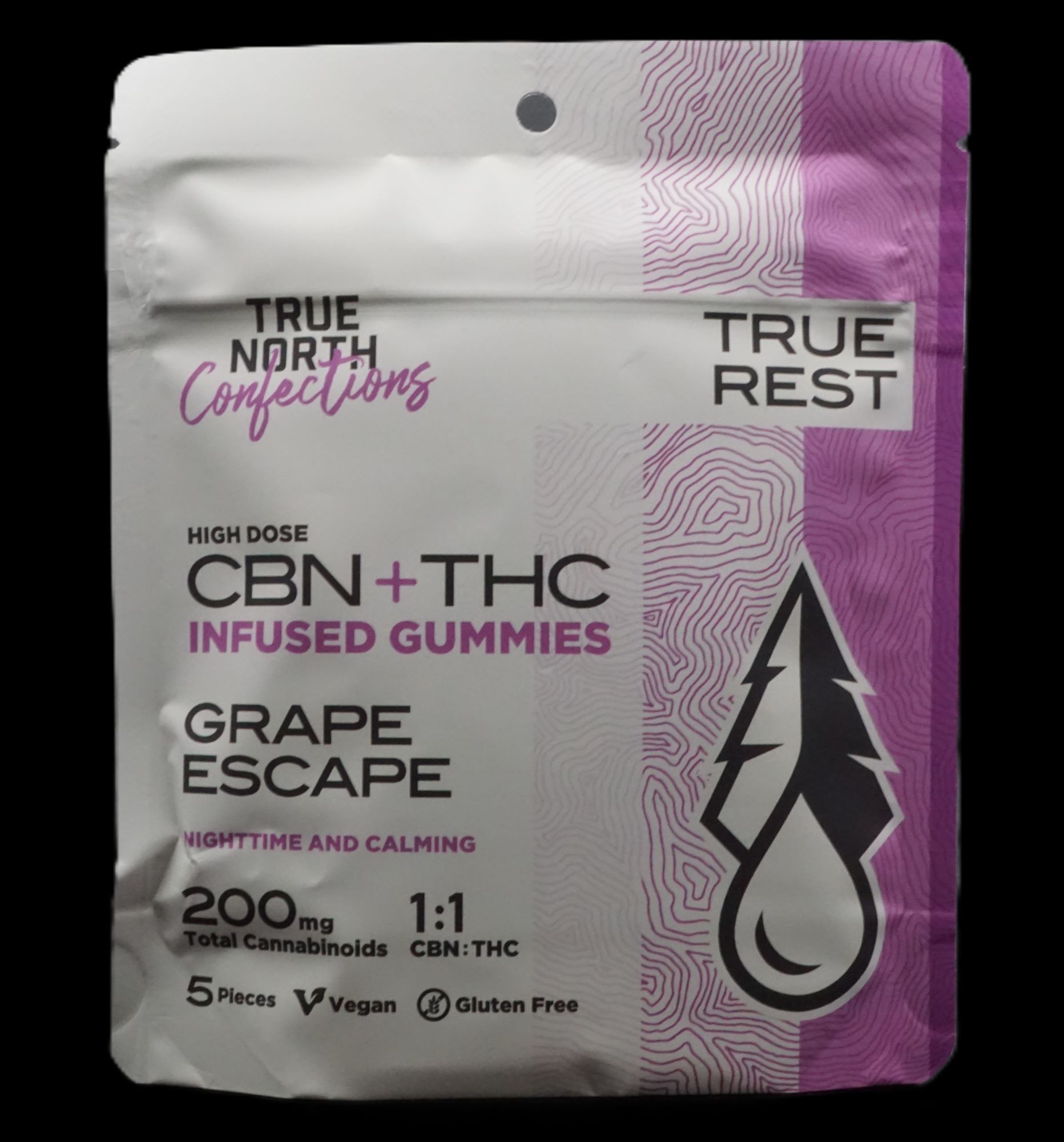 Photograph of product: 200mg Grape Escape TH-oui Gummies 5x20mg 1:1 TH-oui/CBN
