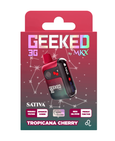 Photograph of product: GEEKED X MKX | TROPICANA CHERRY | Oui'd | DISPOSABLE VAPE | 3G | REC
