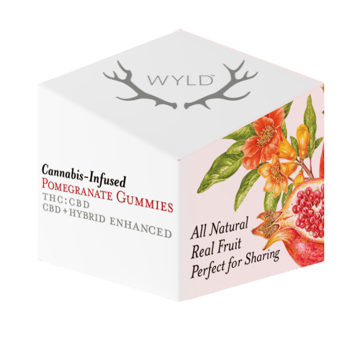 Photograph of product: Wyld | 10 pack | Pomegranate | 100mg TH-oui | 100mg CBD | Hybrid
