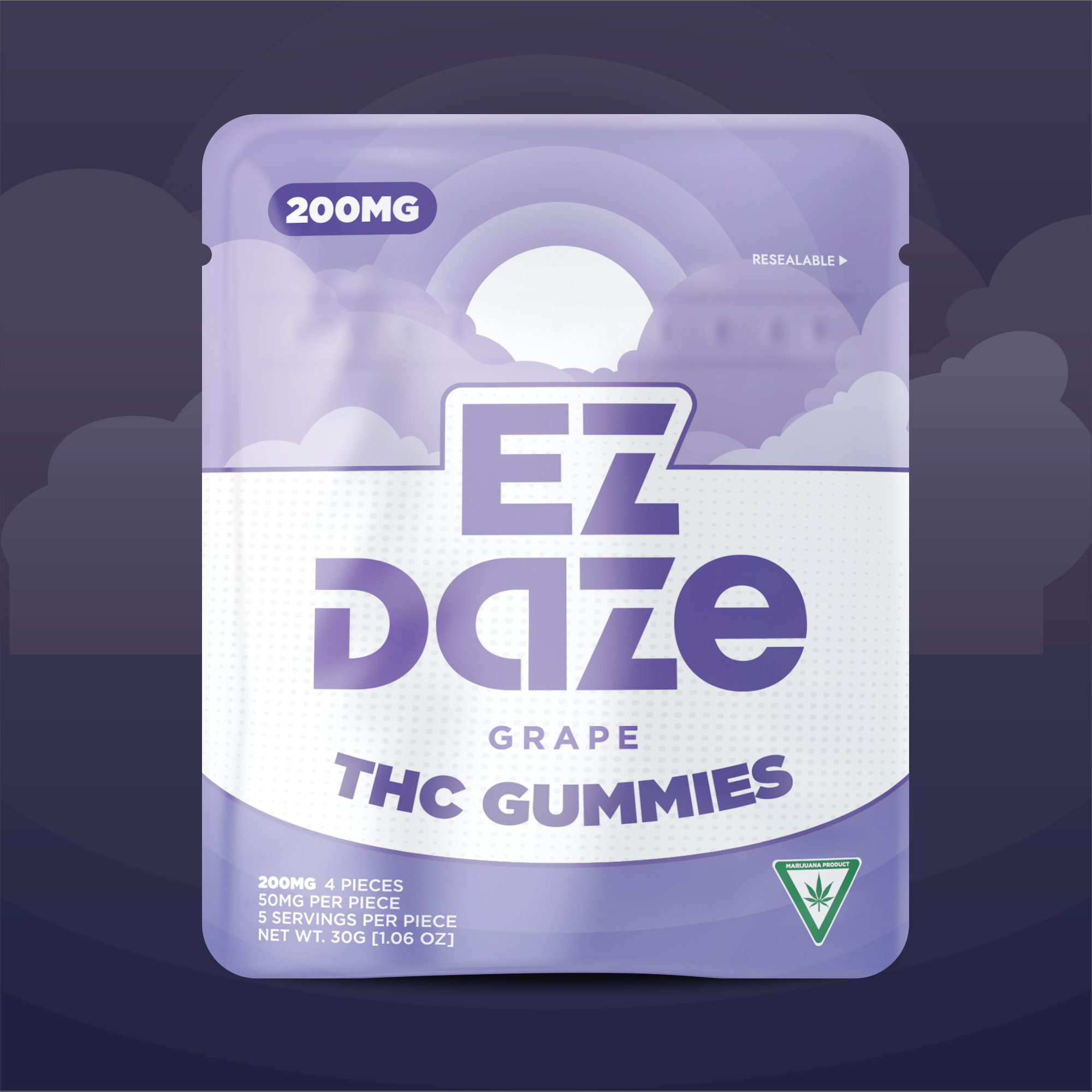 Photograph of product: EZ Daze 200MG Gummies - Grape