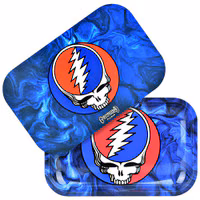 Photograph of product: Grateful Dead x Pulsar Metal Rolling Tray w/Lid  - Steal Your Face Swirls - 11"x7"