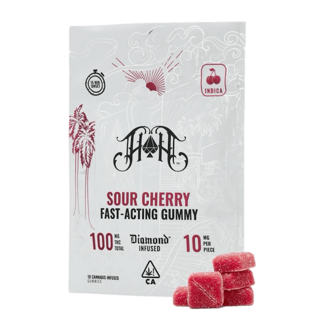 Photograph of product: Sour Cherry Gummies 100mg - 