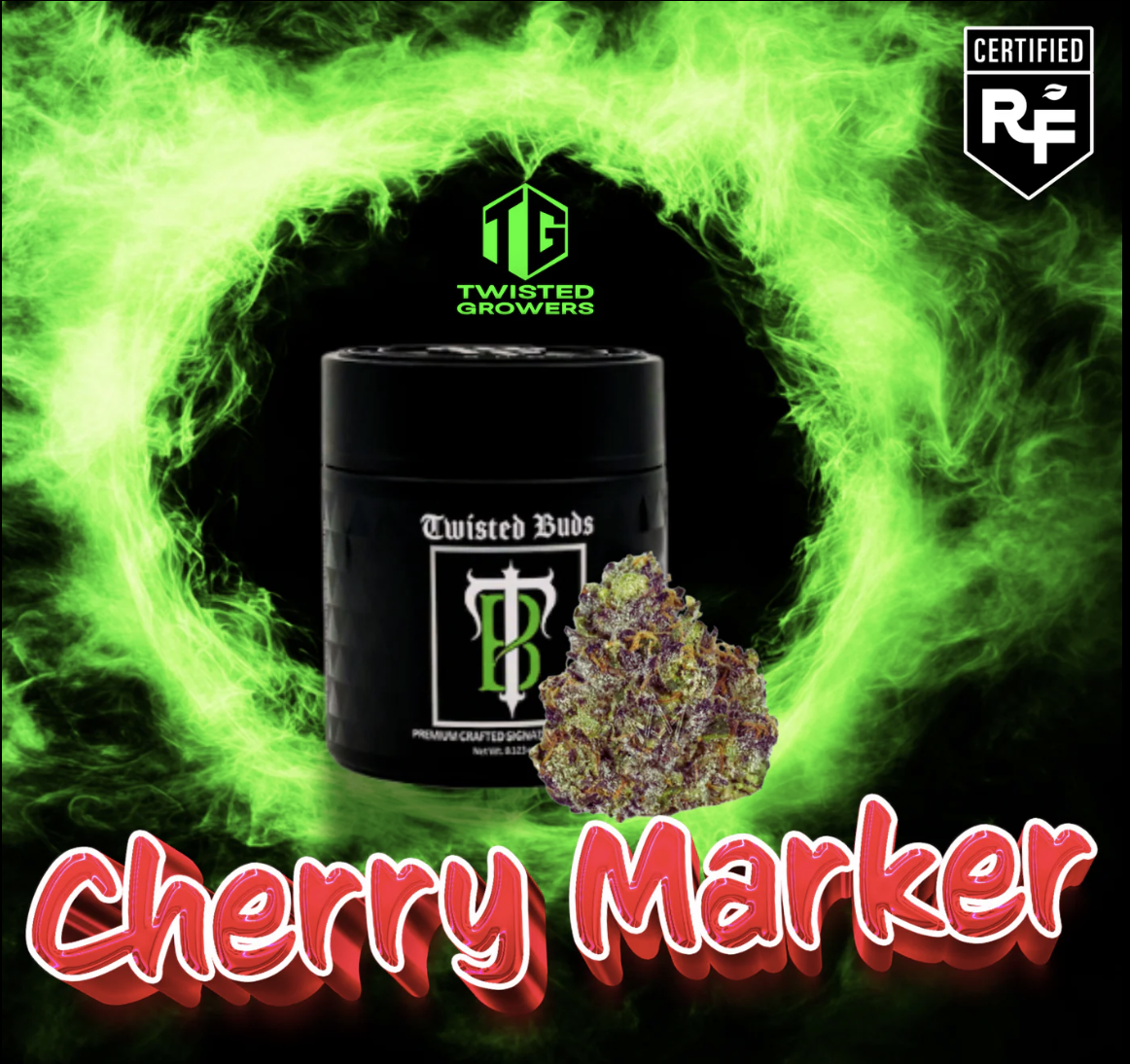 Photograph of product: Cherry Marker | 3.5g | Flower | Twisted Growers