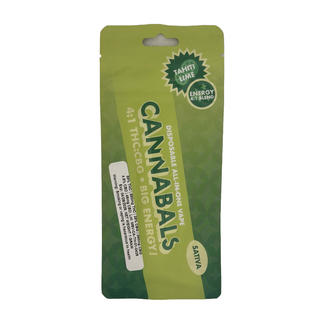 Photograph of Product: Cannabals | Mood State Vape | 4:1 THC:CBG | Tahiti Lime