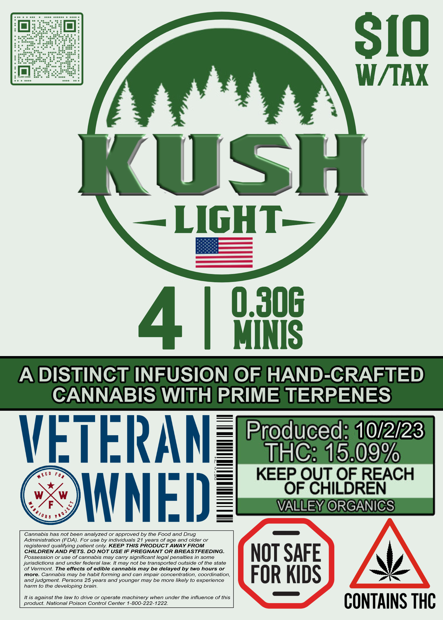 Photograph of Product: Kush Light 4 Pack (1.2 Grams)*