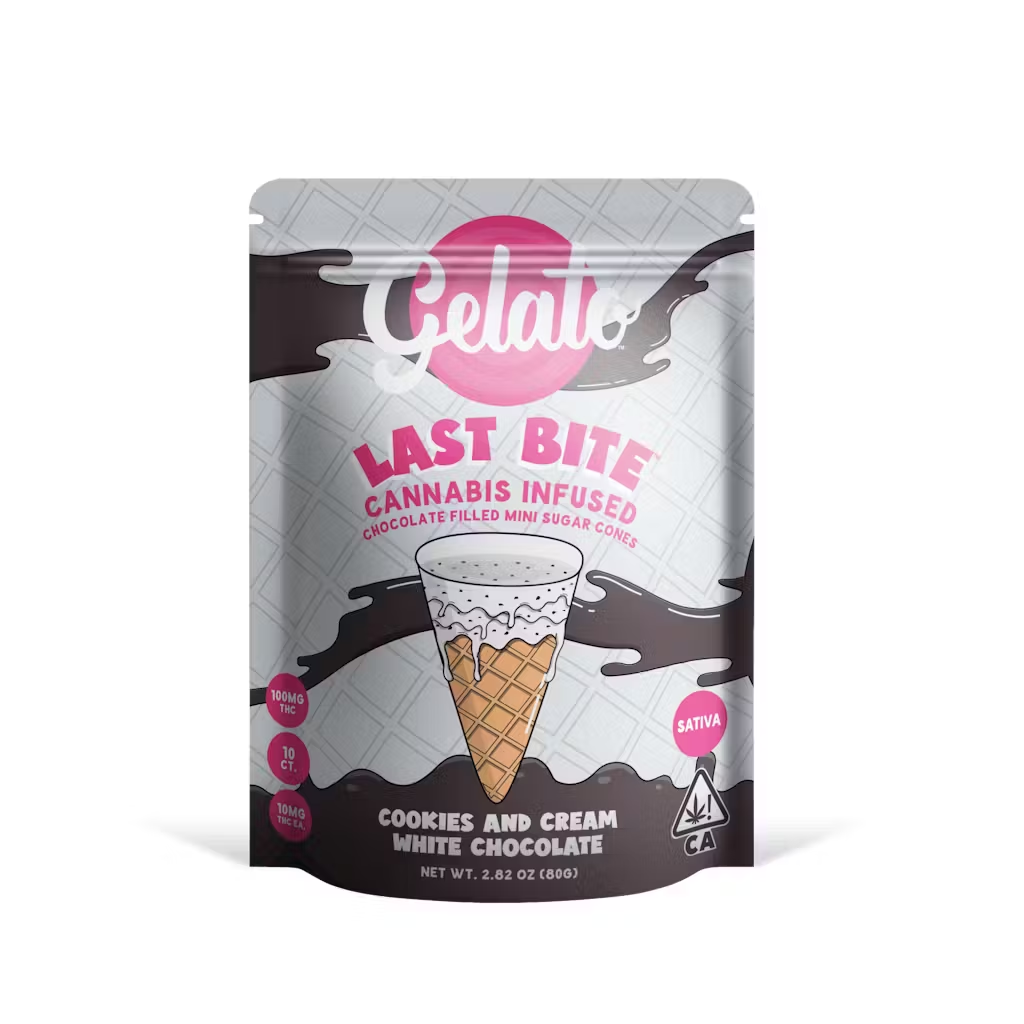 Photograph of product: Gelato Last Bites - Cookies & Cream - 200mg Filled Sugar Cones