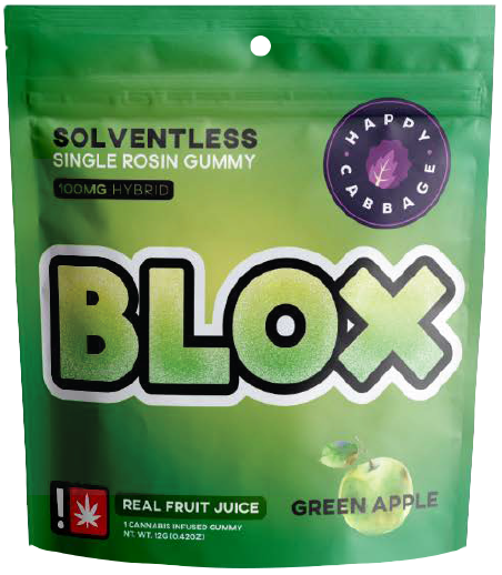 Photograph of product: BLOX - Green Apple - 100mg Solventless Gummy