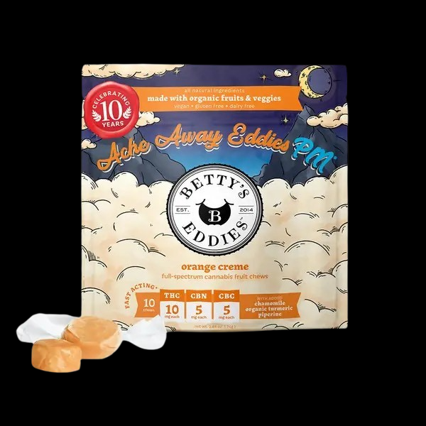 Photograph of product: Ache Away PM Orange Creme Taffy 10 pieces