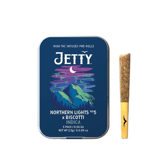 Photograph of product: Jetty | Northern Lights #5 x Biscotti | 5pk | Infused Pre-rolls