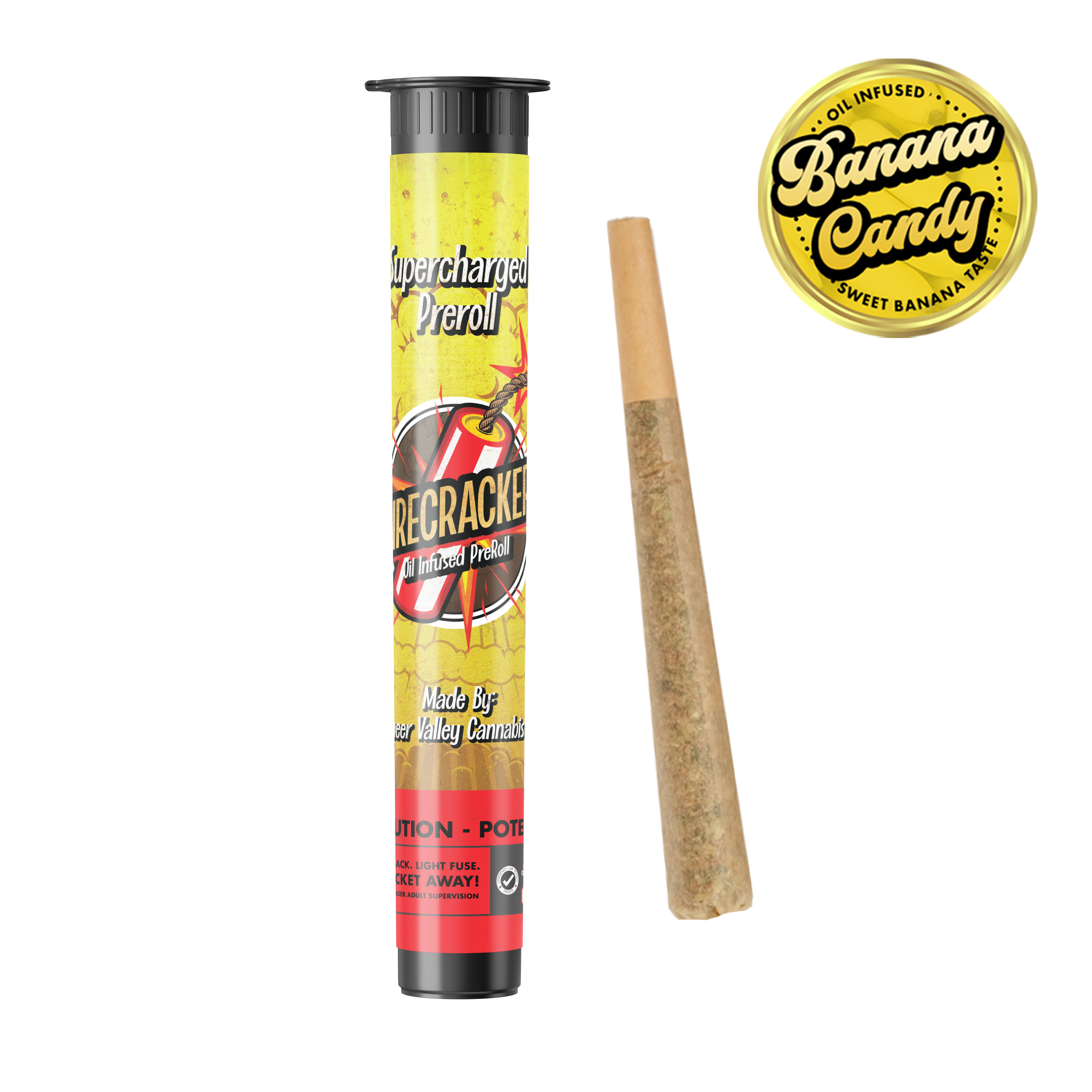 Photograph of product: Banana Candy Distillate Infused Pre-Roll | 1g