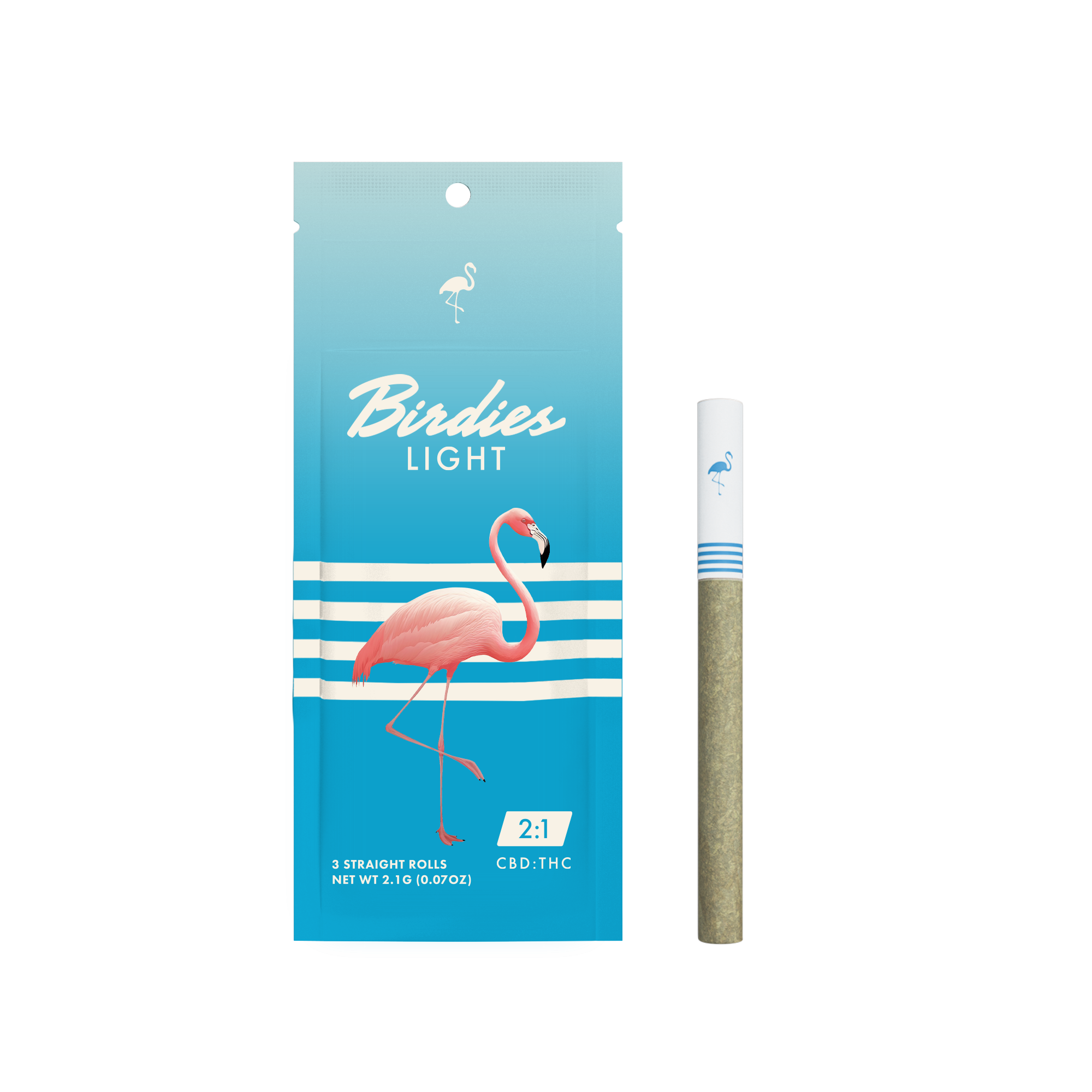 Photograph of product: Birdies "Lights" 2:1 CBD:TH-oui Preroll 3pk