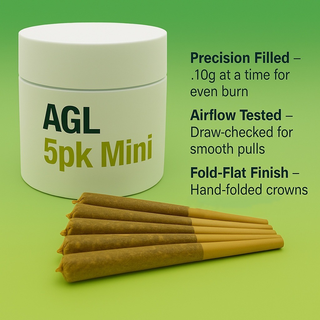 Photograph of product: AGL | White Durban | (Minis) Preroll 5pk | 2g