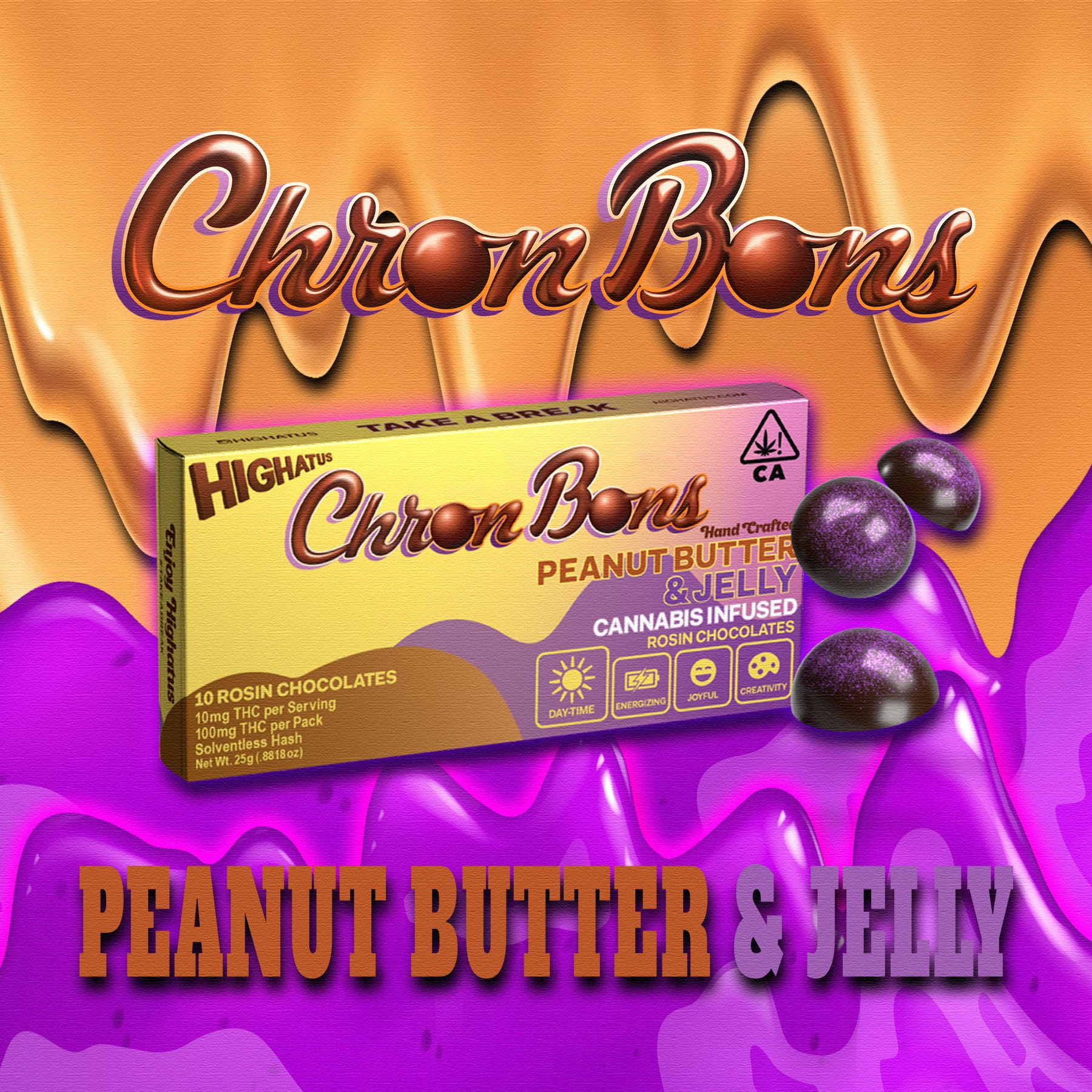 Photograph of product: Highatus | Chocolates 100mg | PB & J