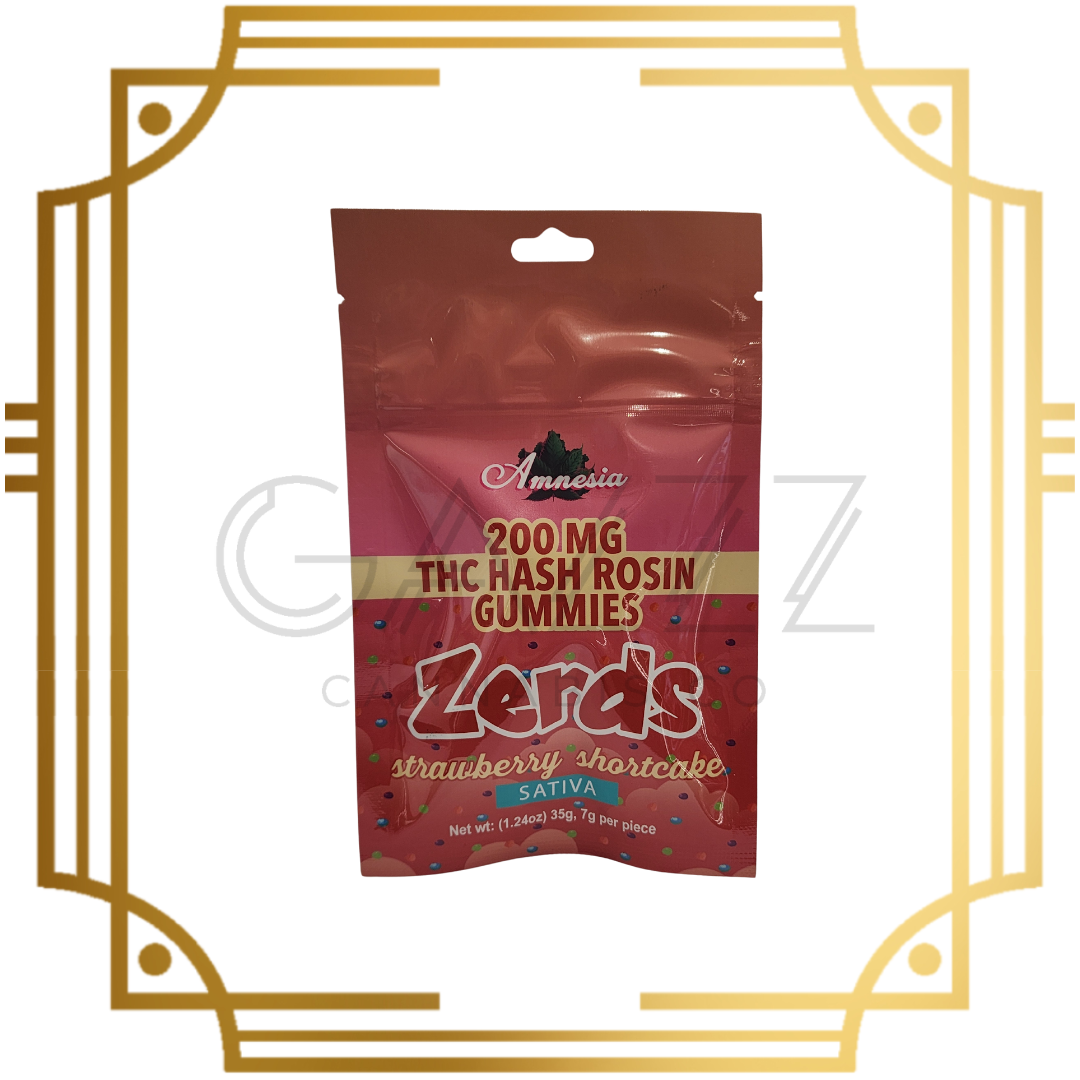 Photograph of product: Amnesia Zerds Strawberry Shortcake au chocolat Rosin Gummies 200MG