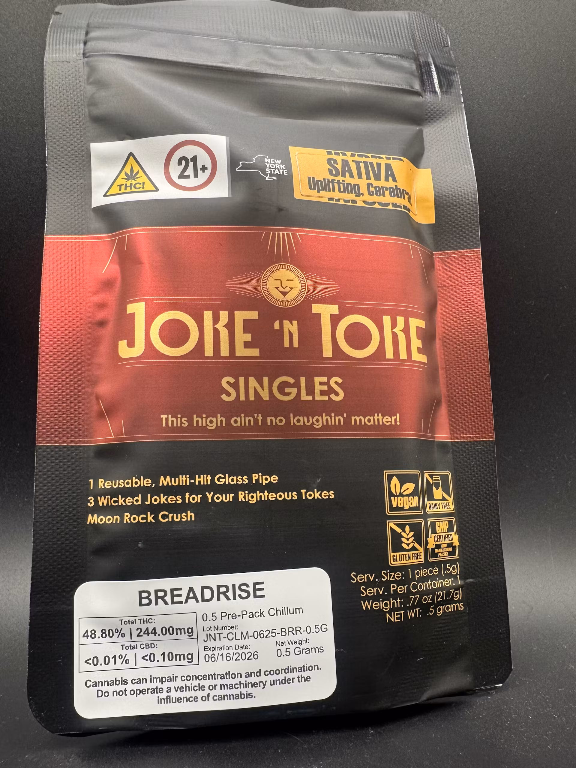 Photograph of product: Joke 'N Toke - Single -Breadrise - Crushed Moonrock Chillum