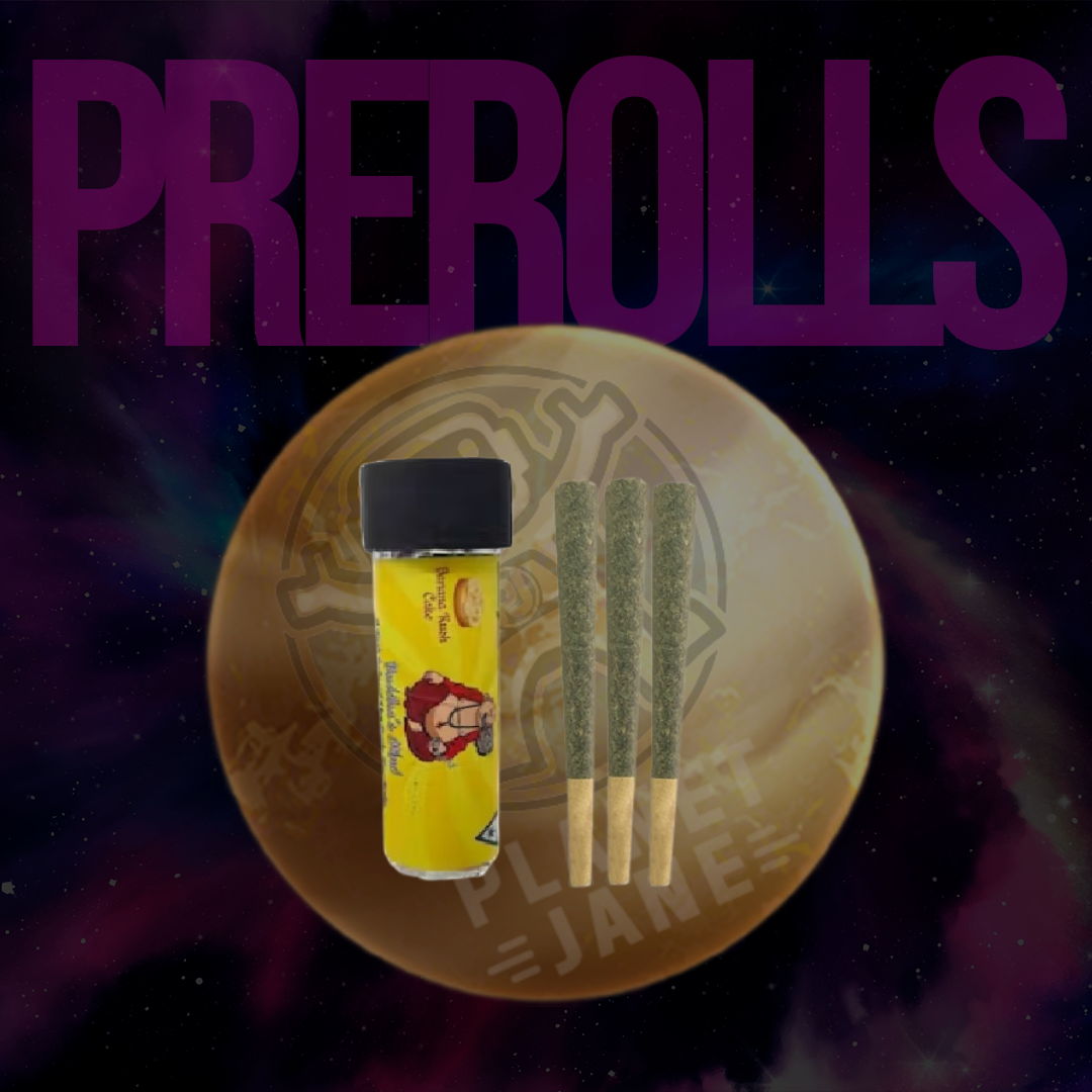 Photograph of product: Cali Blaze Buddha's Mind Live Resin - .6g Pre Roll 3pk - Banana Kush Cake Oui'd