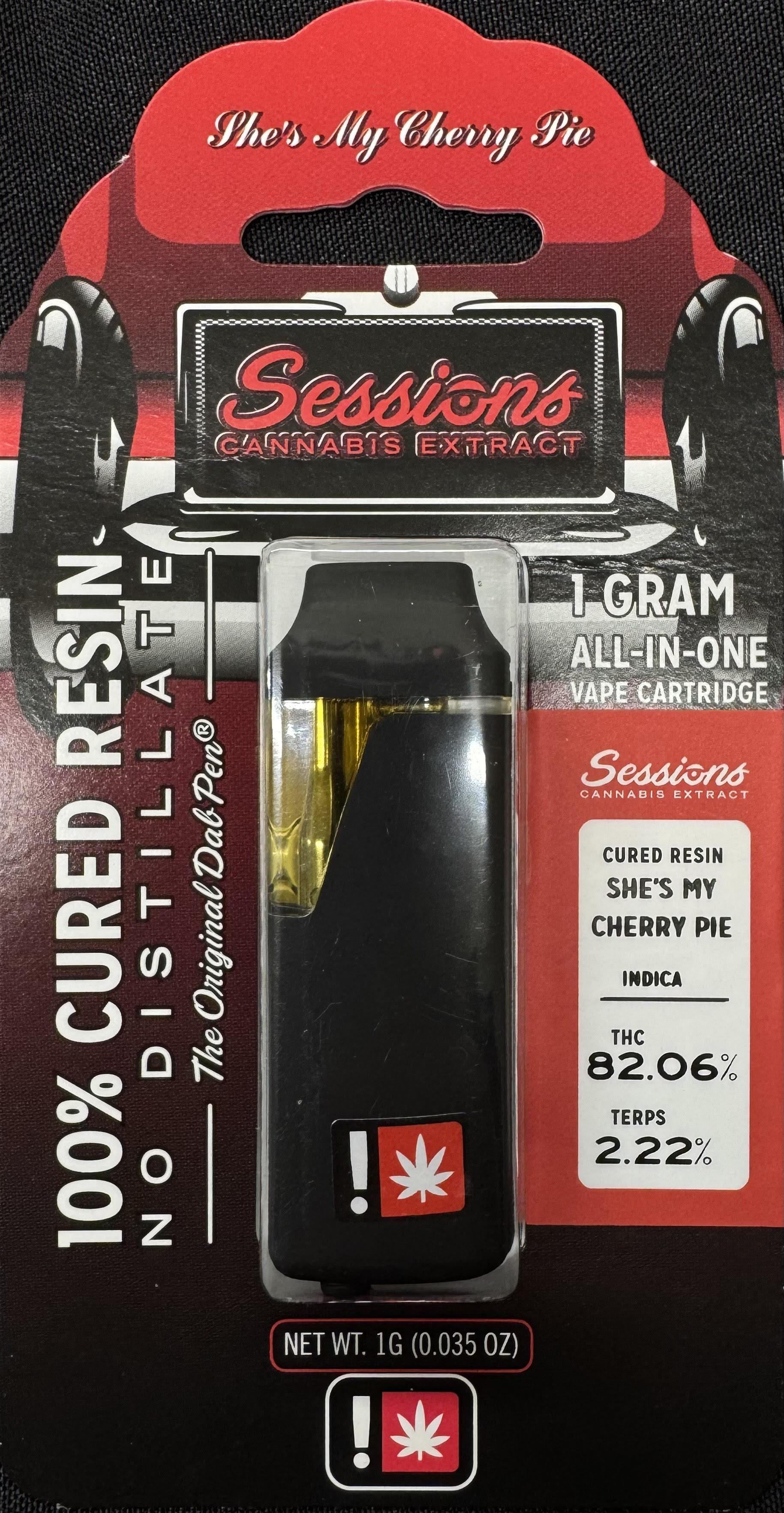 Photograph of product: Disposable Cartridge - 1g Cured Resin Sessions - She's My Cherry Pie
