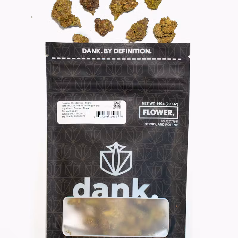 Photograph of product: Dank | Hawaiian Thunderfuck | 14g (Sungrown)