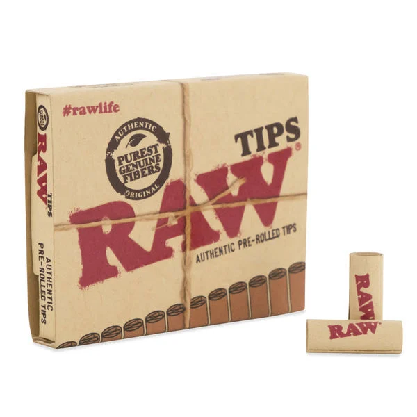 Photograph of product: RAW | Tips | Pre-Rolled | Unbleached | 21PK