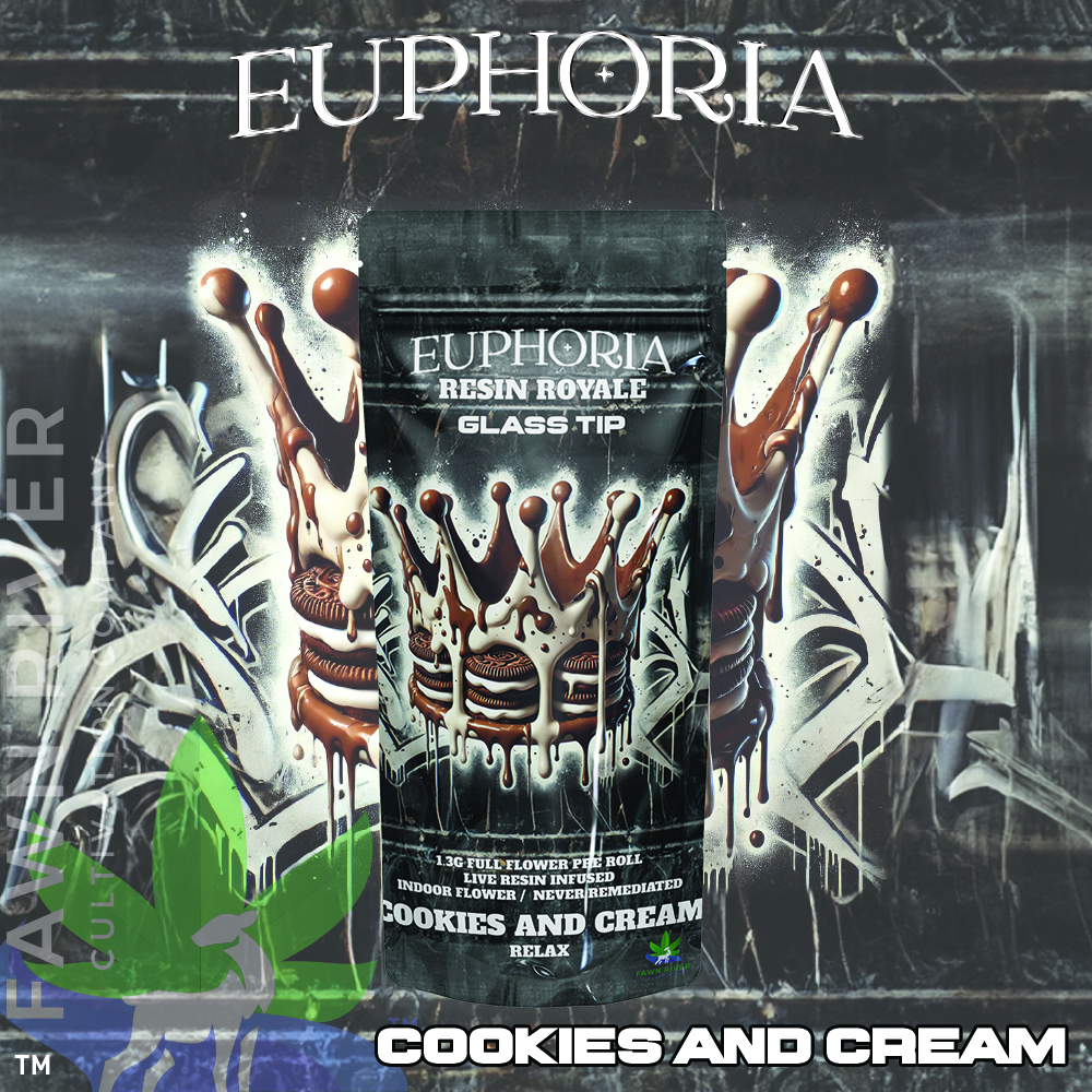 Photograph of product: Euphoria - Live Resin Royale Pre-roll 1.3g - Cookies & Cream - Relax