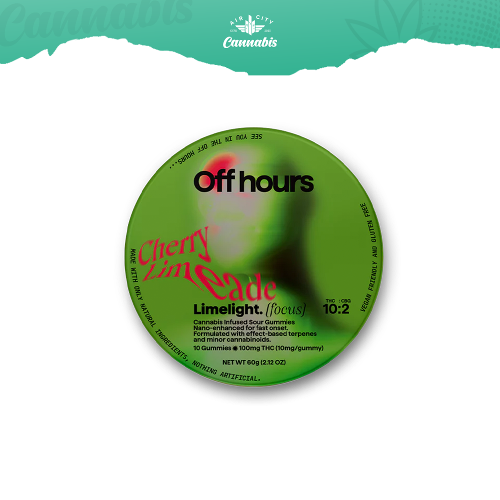Photograph of product: Off Hours | Cherry Limeade | Limelight (focus) | Gummies | 100mg pk