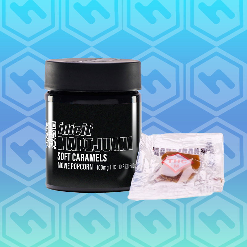 Photograph of product: Illicit Gardens | Movie Popcorn | Soft Caramels | 100mg | 10 pack