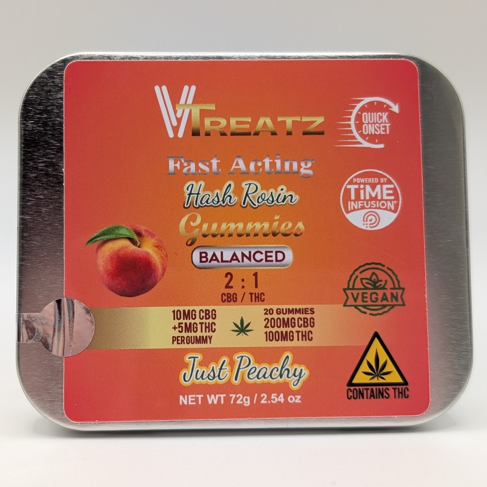 Photograph of product: Just Peachy au chocolat Rosin 2:1 CBG Gummies 100mg