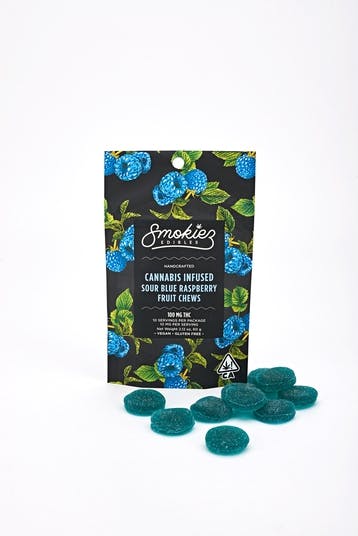 Photograph of product: Sour Blue Raspberry - 100mg - Fruit Chews - Retail
