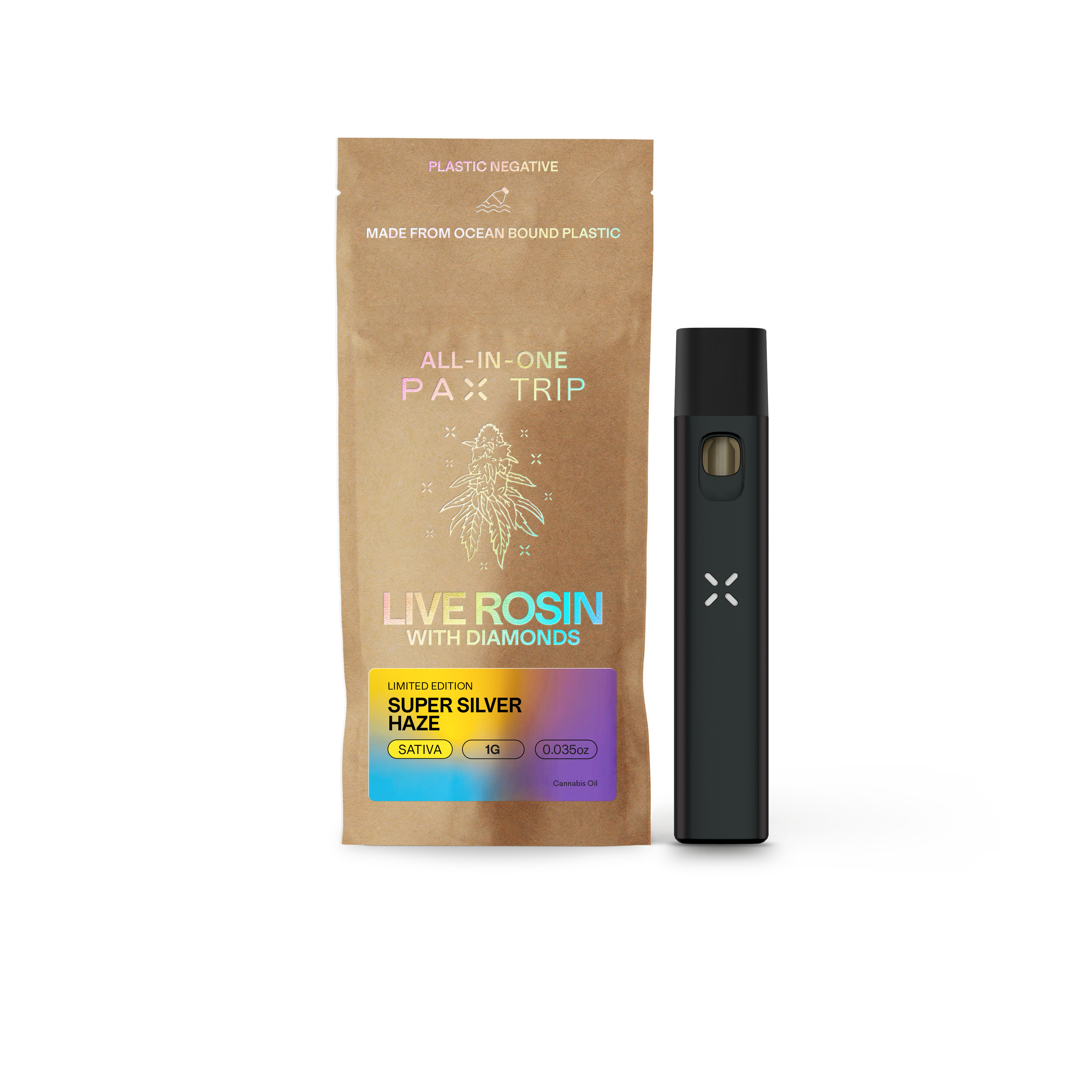 Photograph of product: Live Rosin with Diamonds | Super Silver Haze 1g | AIO