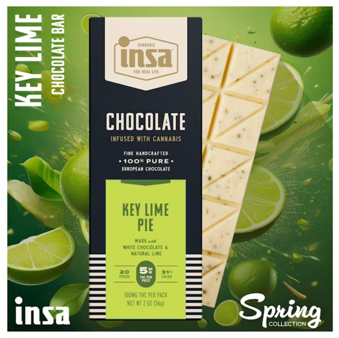 Photograph of product: Key Lime Pie White Chocolate Bar 20pk 100mg