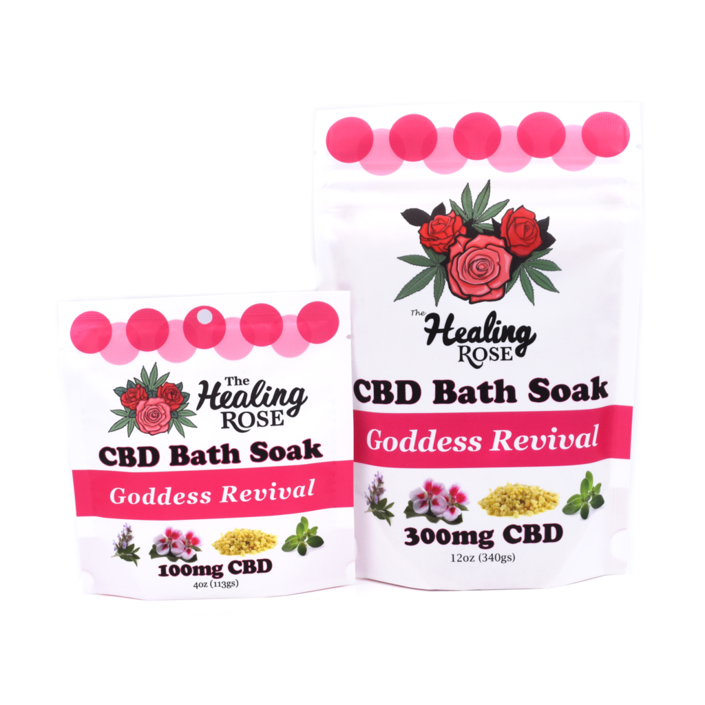 Photograph of product: 100mg CBD - Goddess Revival Bath Soak 4oz - The Healing Rose